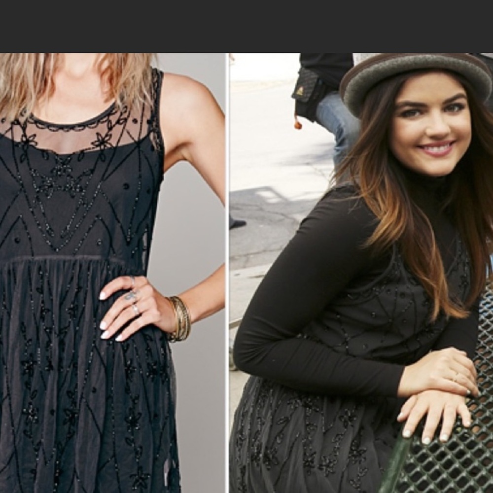 NWT Free People Starry Nights embellished beaded black slip dress size XS!